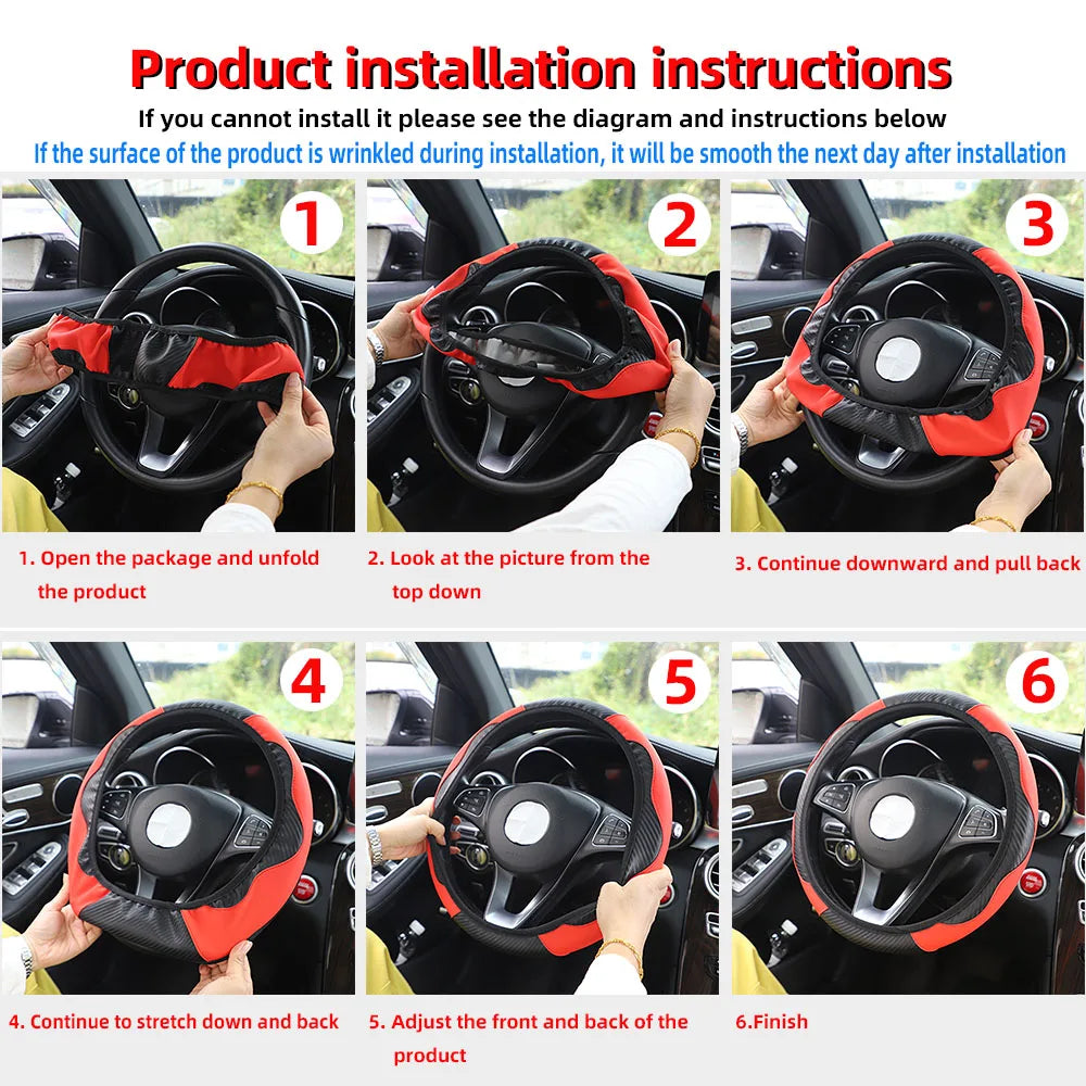 PU Carbon Fiber Leather Car Steering Wheel