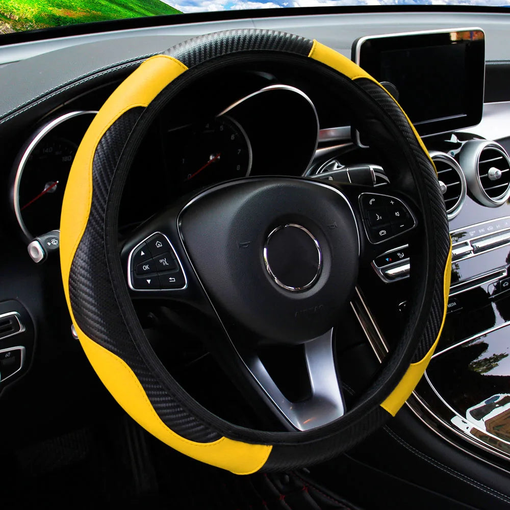 PU Carbon Fiber Leather Car Steering Wheel