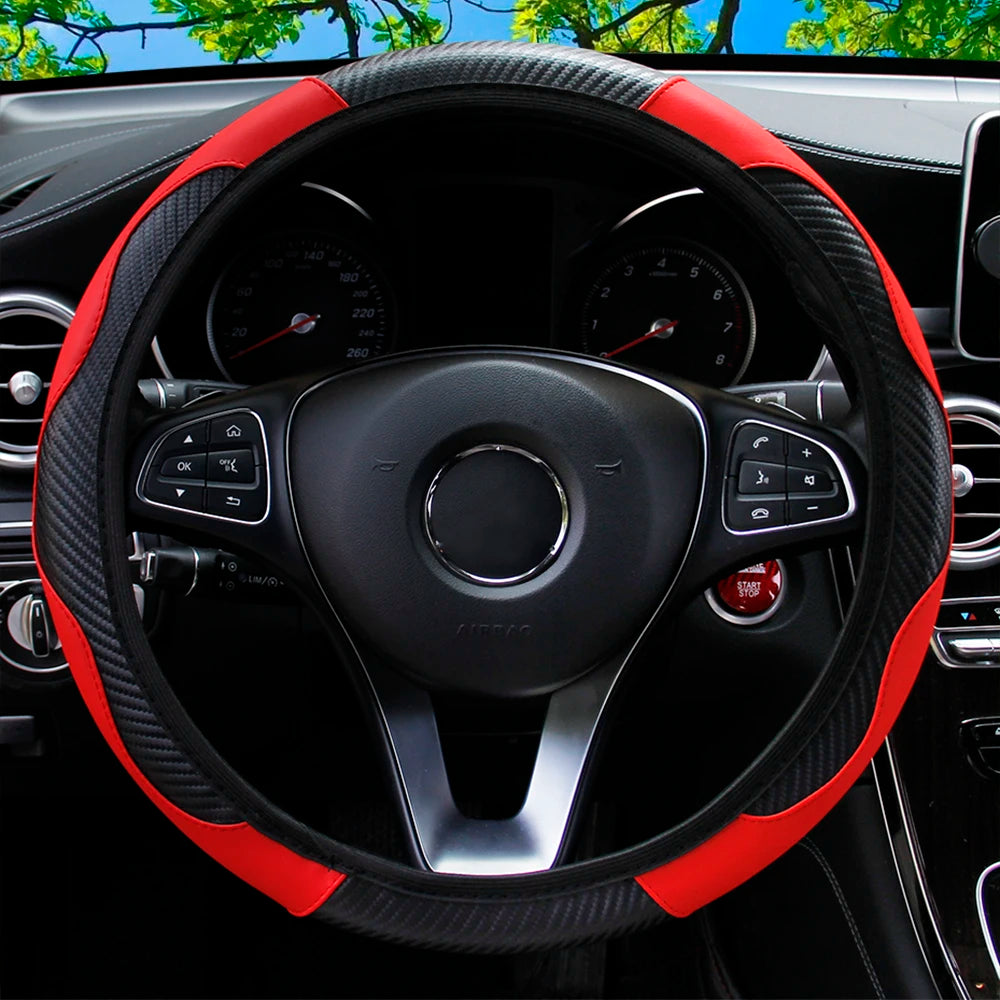 PU Carbon Fiber Leather Car Steering Wheel