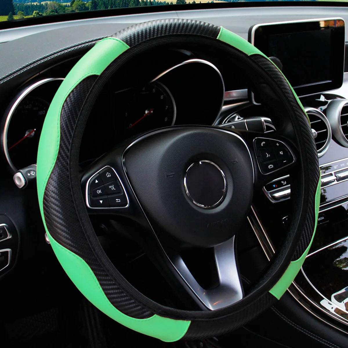 PU Carbon Fiber Leather Car Steering Wheel