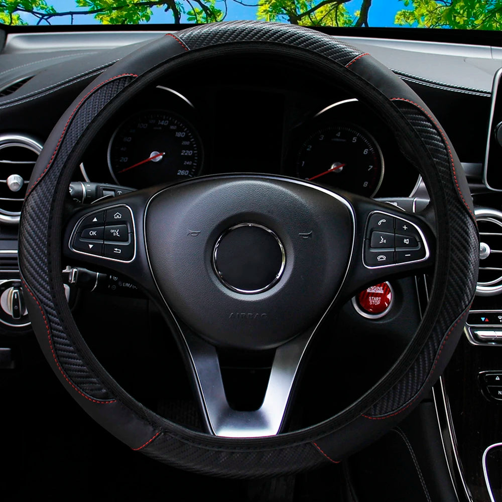 PU Carbon Fiber Leather Car Steering Wheel