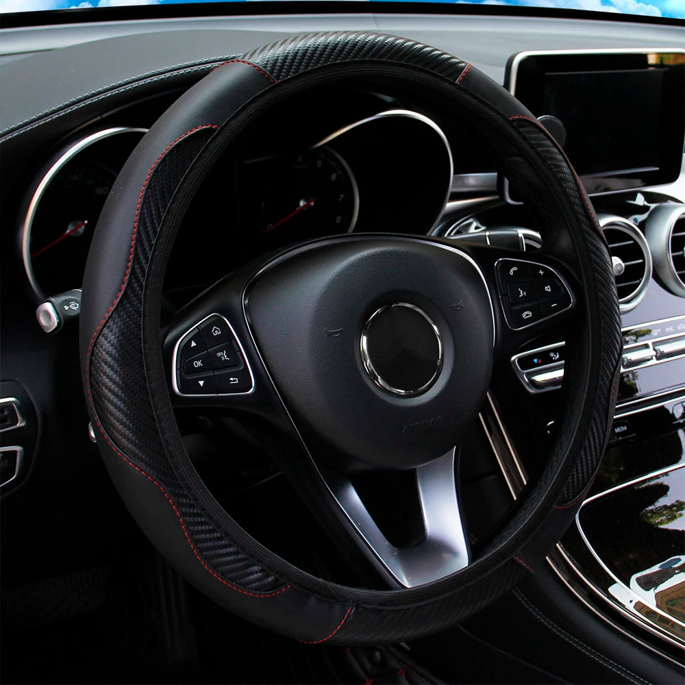 PU Carbon Fiber Leather Car Steering Wheel