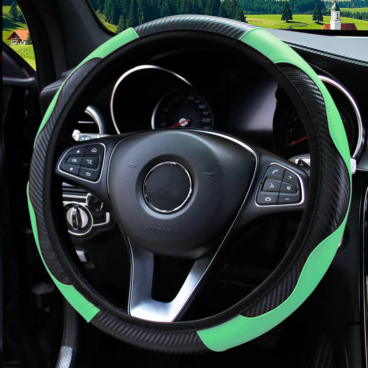 PU Carbon Fiber Leather Car Steering Wheel